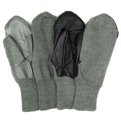 Swiss Military Wool Mittens With Leather Palm | Black, , large